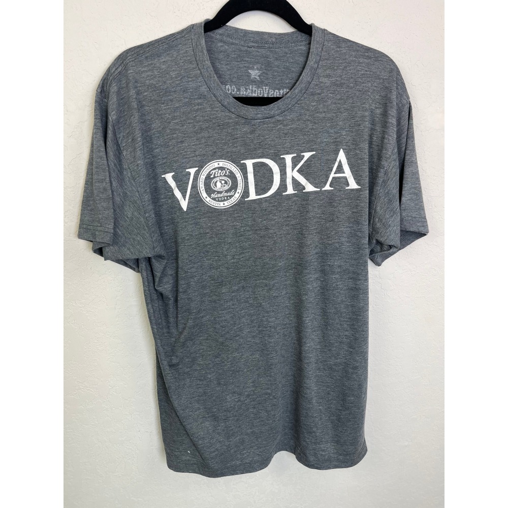 Titos Vodka T Shirt‎ Men's Gray Short Sleeve Distilled Times Graphic Tee Large
